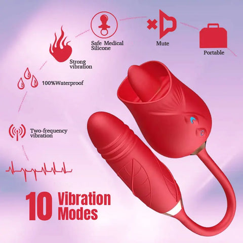 Dual-Tongue Rose Clitoral Stimulator