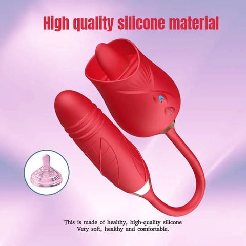 Dual-Tongue Rose Clitoral Stimulator