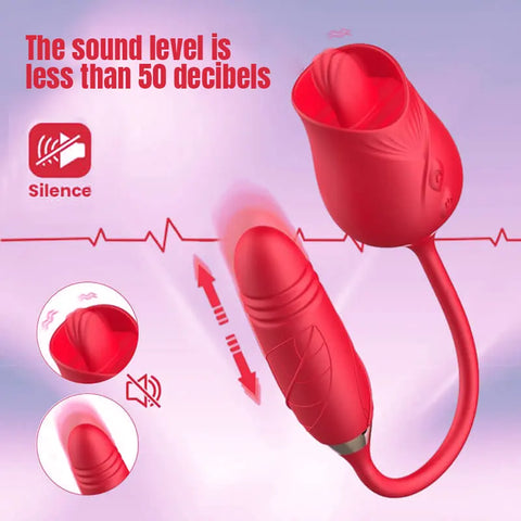 Dual-Tongue Rose Clitoral Stimulator