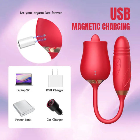 Dual-Tongue Rose Clitoral Stimulator