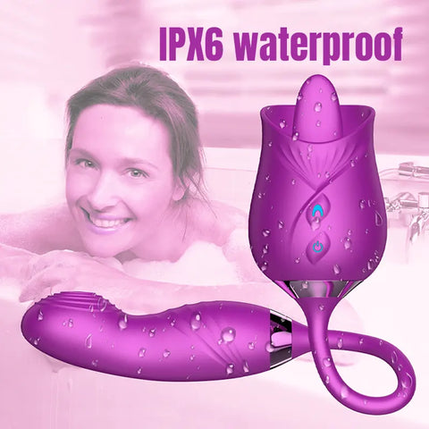 Rose Finger G-Spot Vibrator with Licking Stimulation