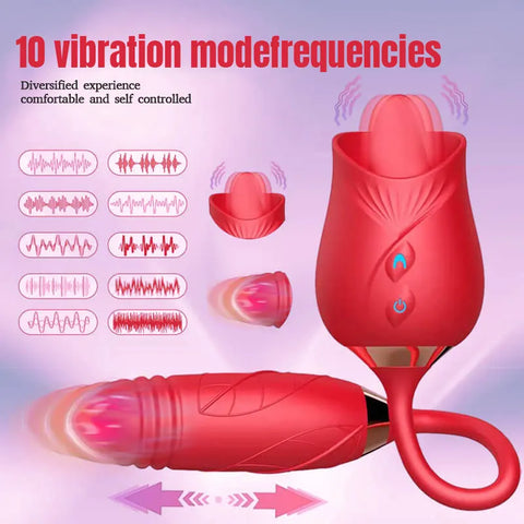 Dual-Tongue Rose Clitoral Stimulator