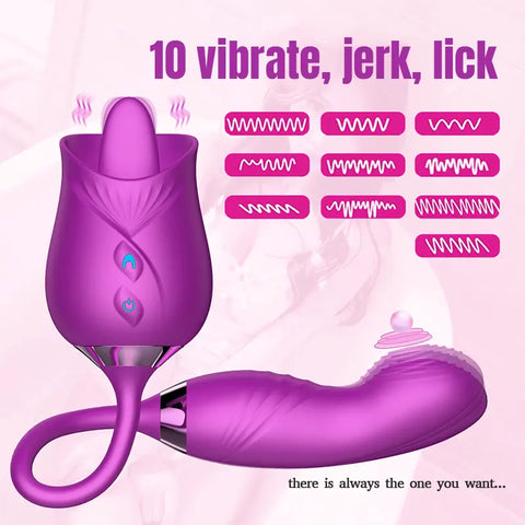 Rose Finger G-Spot Vibrator with Licking Stimulation